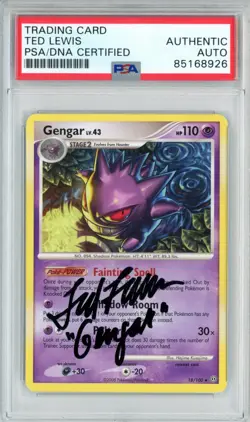 PSA Signed Ted Lewis Pokemon TCG Gengar LV.43 18/100 Stormfront Regular (2008) - Image 1