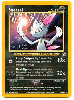 Sneasel - 25/111 - Pokemon Neo Genesis Unlimited Rare Card WOTC LP - Image 1