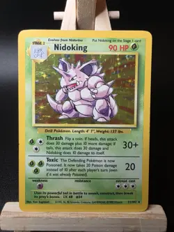 Nidoking Pokemon Card Holo WOTC 11/102 Base Set Rare Vintage 1999 Original LP - Image 1