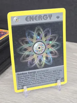 Pokemon Card TCG Rainbow Energy 17/82 Team Rocket 1st Edition Holo Vintage Swirl - Image 1