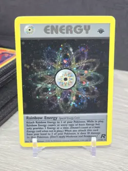 Pokemon Card TCG Rainbow Energy 17/82 Team Rocket 1st Edition Holo Vintage Swirl - Image 3