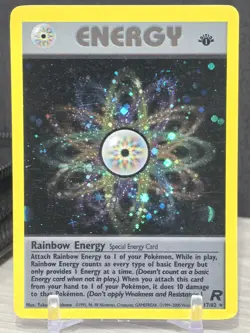 Pokemon Card TCG Rainbow Energy 17/82 Team Rocket 1st Edition Holo Vintage Swirl - Image 5