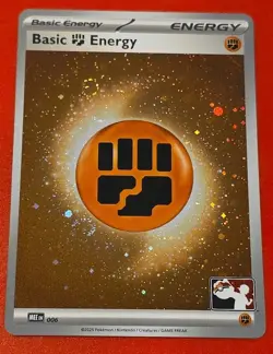 2x Swirl - Play! Pokemon Prize Pack Cosmo Holo Fighting Basic Energy MME 006 - Image 1