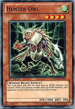 Hunter Owl SDDL-EN013 Yu-Gi-Oh! Light Play 1st Edition - Image 1