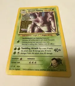 1998 Pokemon TCG Giovanni's Nidoking Gym Challenge Holo Card 7/132 NM Holo Swirl - Image 1
