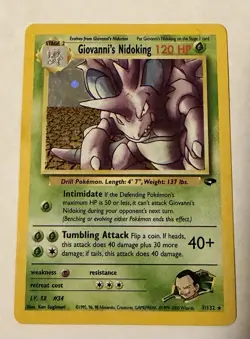 1998 Pokemon TCG Giovanni's Nidoking Gym Challenge Holo Card 7/132 NM Holo Swirl - Image 2