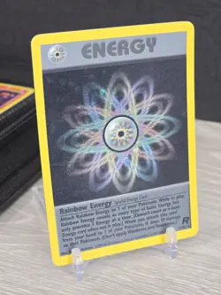 Pokemon Card TCG Rainbow Energy 17/82 Team Rocket 1999 Holo Rare Vintage Swirl - Image 1