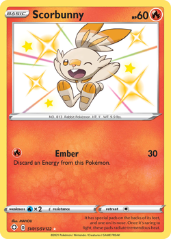SCORBUNNY SV015/SV122 SHINY RARE SHINING FATES SHINY VAULT POKEMON NEAR MINT - Image 1