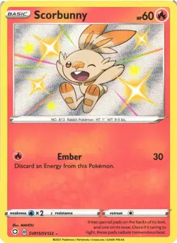 SCORBUNNY SV015/SV122 SHINY RARE SHINING FATES SHINY VAULT POKEMON NEAR MINT - Image 2