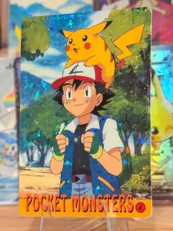 1999 Vintage Pocket Monsters Vending Prism - Ash & Pikachu On Ash's Hat #1 - Image 3
