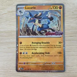 TRIPLE WHOLE SWIRL 🌀 Lucario 114/198 Scarlet Stamped Pokemon Cosmos Holo Promo - Image 4