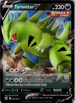 TYRANITAR V 097/163 HOLO V RARE BATTLE STYLES POKEMON NM/M - Image 1