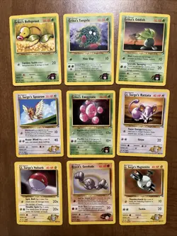 Gym Heroes Pokemon Lot - 9 Cards Near Mint Vintage WOTC Lt. Surge Erika Brock - Image 1