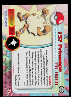Pokemon Card - Topps Blue Logo TV Animation Edition Primeape #57 Foil - Image 2