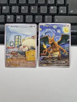 Pokemon Van Gogh Style Art Card Bundle Charizard Snorlax Fan Display Bundle - Image 1