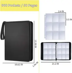 Trading Card Binder, 900 Pockets Album Folder With 50 Top-Loading Page Sleeve... - Image 4
