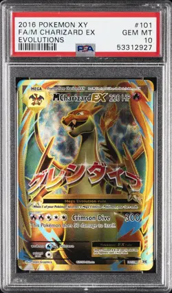 2016 POKEMON XY EVOLUTIONS #101 FULL ART/M CHARIZARD EX PSA 10 - Image 1