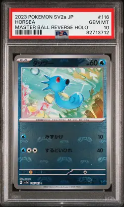 2023 POKEMON 151 JAPANESE SV2a #116 HORSEA MASTER BALL REVERSE HOLO PSA 10 - Image 1