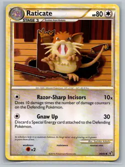 Raticate 34/90 Uncommon HGSS Undaunted Pokemon LP/MP - Image 1