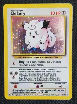 Pokemon TCG Clefairy Base Set Holo Rare Card 5/102 - Image 1