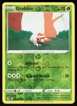 Grubbin 018/264 Common Fusion Strike Pokemon Reverse Holo Lightly Played - Image 1