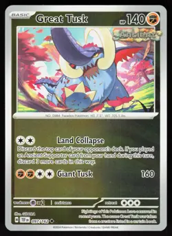 Great Tusk 097/162 Uncommon Temporal Forces Pokemon Reverse Holo Near Mint - Image 1