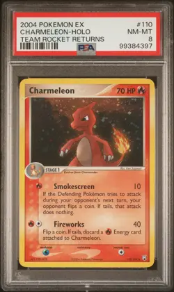 2004 POKEMON EX TEAM ROCKET RETURNS #110 CHARMELEON-HOLO PSA 8 - Image 1