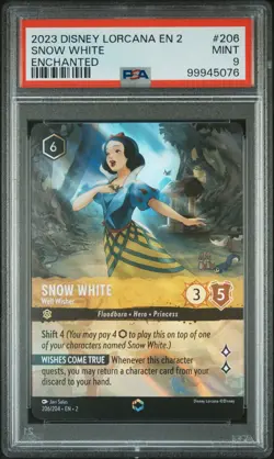 2023 DISNEY LORCANA EN 2-RISE OF THE FLOODBORN SNOW WHITE - WELL WISHER PSA 9 - Image 1