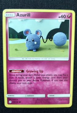 Azurill 146/236 Common Cosmic Eclipse Pokemon Asako Ito Yarn Card NM Crochet - Image 1
