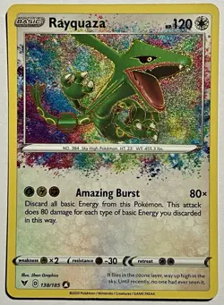 Rayquaza 138/185 (MP) Amazing Rare Sword & Shield: Vivid Voltage 2020 Pokemon - Image 1