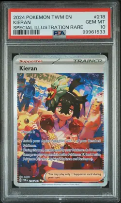 2024 POKEMON TWILIGHT MASQUERADE SPECIAL ILLUSTRATION RARE #218 KIERAN PSA 10 - Image 1