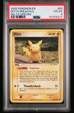 2005 Pokemon EX Delta Species Ditto Pikachu #63 Rare Non-Holo PSA 4 VG-EX... - Image 1
