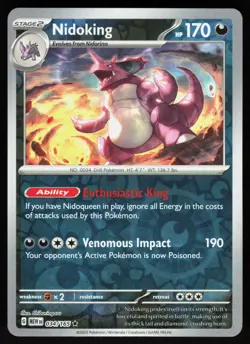 Nidoking 034/165 Rare 151 Pokemon Reverse Holo Near Mint - Image 1
