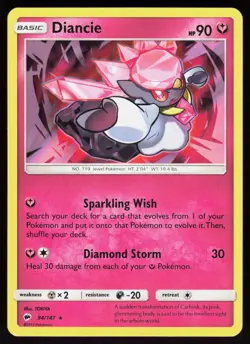 Diancie 94/147 Holo Rare Burning Shadows Pokemon Holo Lightly Played - Image 1
