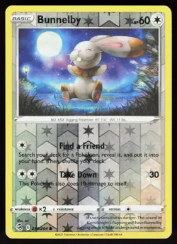 Bunnelby 214/264 Common Fusion Strike Pokemon Reverse Holo Lightly Played - Image 1