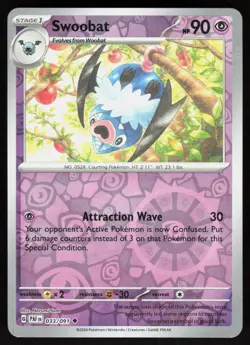 Swoobat 033/091 Uncommon Paldean Fates Pokemon Reverse Holo Near Mint - Image 1