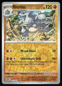 Rhydon 112/165 Uncommon 151 Pokemon Reverse Holo Near Mint - Image 1
