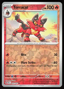 Torracat 033/162 Common Temporal Forces Pokemon Reverse Holo Near Mint - Image 1