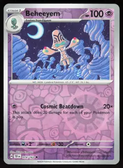 Beheeyem 074/162 Uncommon Temporal Forces Pokemon Reverse Holo Near Mint - Image 1