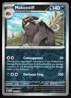 Mabosstiff 143/193 Uncommon Paldea Evolved Pokemon Reverse Holo Near Mint - Image 1