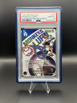 2025 ONE PIECE PROMOS DODGERS X ONE PIECE NIGHT #010 MONKEY D. LUFFY PSA 10 - Image 1