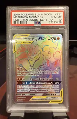 POKEMON UNBROKEN BONDS MARSHADOW & MACHAMP #221 SECRET PSA 10 GEM MINT #44305029 - Image 1