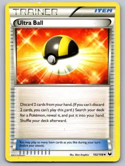 Ultra Ball 102/108 Dark Explorers Pokemon Heavily Played - Image 1