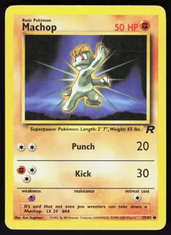 Machop 59/82 Common Team Rocket Pokemon Unlimited Damaged - Image 1