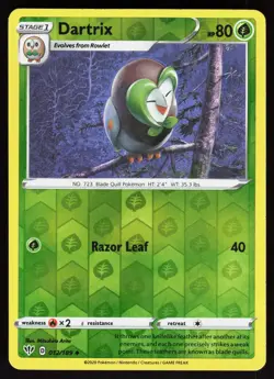 Dartrix 012/189 Uncommon Darkness Ablaze Pokemon Reverse Holo Lightly Played - Image 1