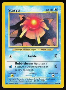 Staryu 56/64 Common Neo Revelation Pokemon Unlimited Damaged - Image 1