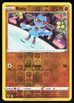 Riolu 090/185 Common Vivid Voltage Pokemon Reverse Holo Lightly Played - Image 1