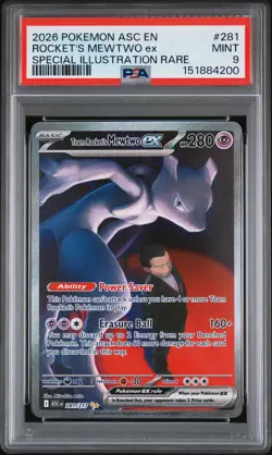 2026 POKEMON ASC EN-ASCENDED HEROES #281 TEAM ROCKET'S MEWTWO EX PSA 9 - Image 1