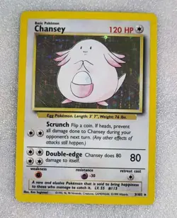 Chansey 3/102 MP/HP Holo Base Set Unlimited WoTC Pokemon TCG - Image 1