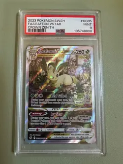 2023 POKEMON SWORD & SHIELD CROWN ZENITH #GG35 FULL ART/LEAFEON VSTAR PSA 9 - Image 1